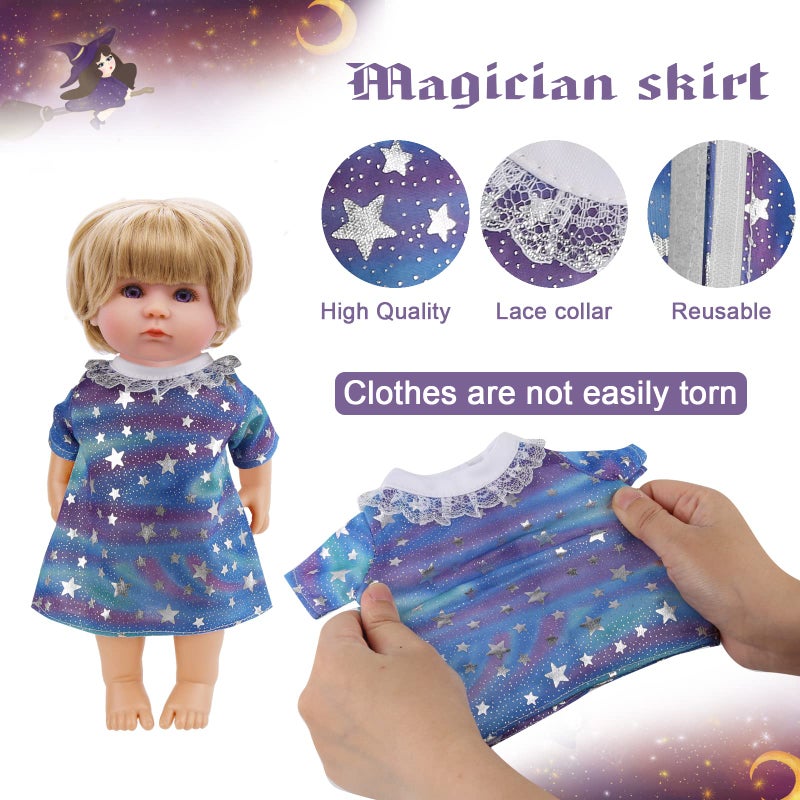 Digabi Girl Doll Clothes and Accessories Gift - 8 pcs Alive-Baby Doll Clothes Dress Outfits for 12 Inch Dolls  6 Complete Sets Clothing of Dresses Cloak Onesies Pajamas - Image 3